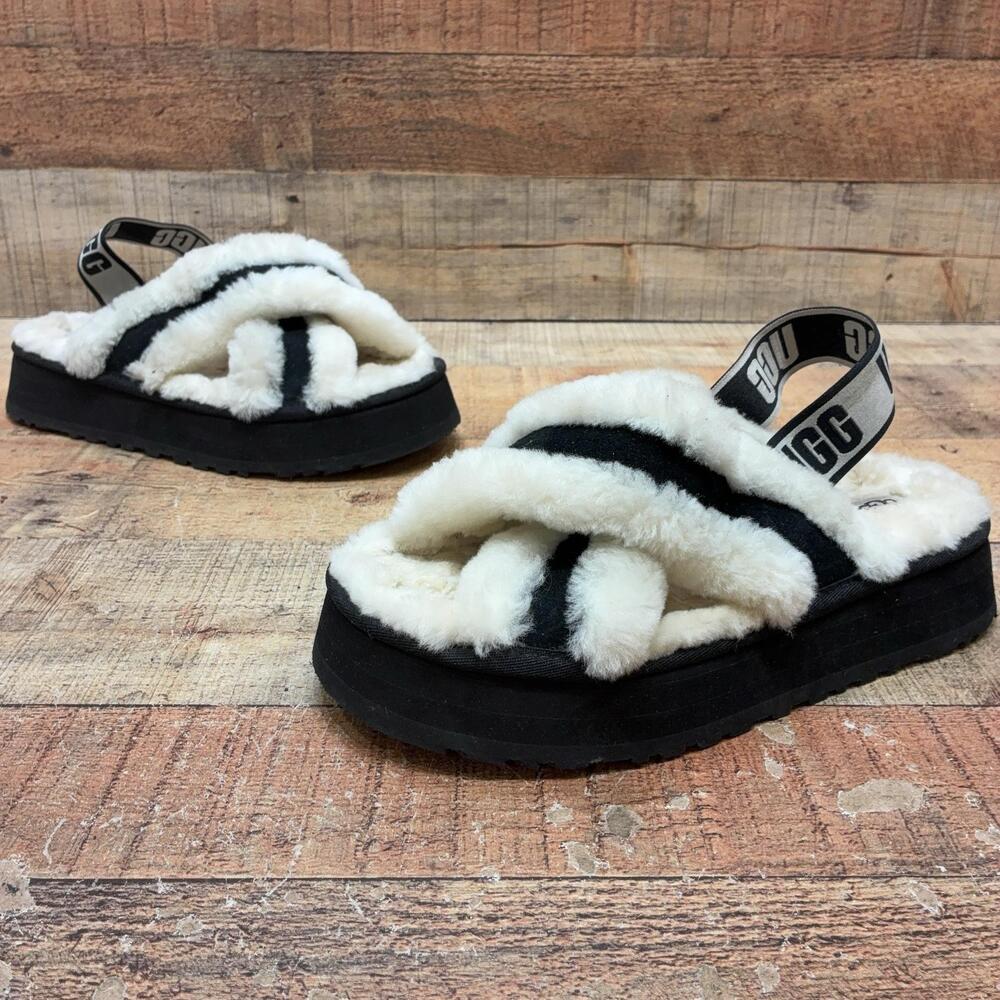UGG 1122553 Slippers Womens Size 9 40 White Shearling Thong Platform Shoes